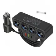 4-Socket Car Cigarette Lighter Splitter USB Fast Charger Power Adapter 12V