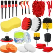 24PCS Car Detailing Drill Brush Kit with Polishing Pads Brushes and Cleaning Too