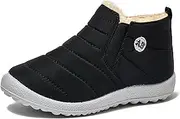 [SiLted] Boys Girls Warm Mid Calf Winter Boot Knitted Fur Lined Snow Boots Newborn Baby Cotton Sole Slip On Waterproof Anti-Collision Hiking Booties (Color : Black, Size : 11.5 US Little Child)