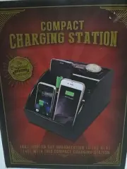Compact Solid Wood Charging Station Multiple Electronic Devices Brand New