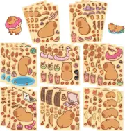 24 PCS Capybara Make a face Stickers for Kids,Make Your Own Mix and Match