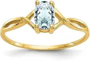 [JewelryWeb] 14k Yellow Gold Polished Aquamarine Ring Size 6 Band Style-Ring for Women