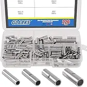 220Pcs Non-Insulated Butt Connectors Assortment Kit, 22-16/16-14/14-12/12-10 AWG Gauge Seamless Uninsulated Electrical Wire Ferrule Cable Crimp Terminal Kit for Electrical Splice DIY