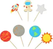 14 Pack Space Astronaut Cupcake Toppers Planet Rocket Spaceship Trip to the Moon