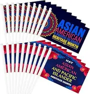 Mindsoft 100 Pcs Asian American and Pacific Islander Heritage Month Flag Small Mini Flag Hand Held Flag AAPI Flag Bunting for Asian American and Pacific Islander Heritage Month Festival Party Supplies
