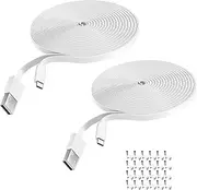 2Pack Power Extension Cable for eufy SoloCam S220/S340, S350/C220/C210,eufyCam 3/S330, 3C/S300, Weatherproof Flat Charging Cord, Indoor Outdoor Use