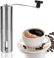 Manual Coffee Grinder, Brushed Stainless Steel Whole Bean Conical Burr Mill for Turkish Coffee, Espresso, Siphon, French Press