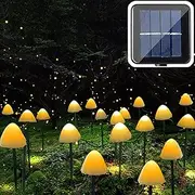 20 LED Solar Garden Lights, 8 Modes Mushroom Pathway Lights Outdoor, 5M/16.4 Ft Garden Landscape Stake Lights, Waterproof Solar Ground Lamps for Yard, lawns, Wedding Party Decoration, Warm White