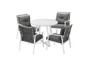 Livsip Outdoor Dining Set 5PCS Round Table Rattan Chair
