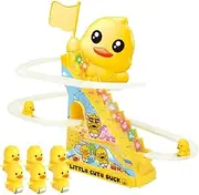 Duck Roller Coaster Toy | Electric Ducks Chasing Race Track Game Set | Small Ducks Climbing Toys | Electric Duck Slide Roller Coaster Toy | Duck Roller Electric Track Slide Stairs Coaster Toys for Ki
