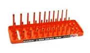 Hansen Global 14053 1/4" Dr. 3-Rail SAE Socket Organizer ORANGE