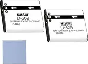 MINSHI LI-50B D-LI92 Battery Compatible with Olympus D-LI92 DB-100 VW-VBX090-W VW-VBX090 NP-150 NP150 (2 Pack) 3.7V 925mAh High Efficiency Battery 『 CameraLens Cleaning Cloth as A Gift.』