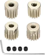 Rebower 4Pcs 48P Pinion Gear Set 13T 14T 15T 16T for 3.175 mm Shaft Aluminium Alloy Pinion Gear with Screws and Hexagonal Wrench for RC Motor
