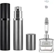 LTBL Perfume Atomiser Refillable Empty Travel Perfume Atomiser, 5ml Mini Portable Spray Bottle, Pocket Atomiser for Travel, 2 Pieces (Black & Grey)