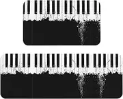 Piano Print Kitchen Floor Mat 2 Sets Non-Slip Rugs for Kitchen Laundry Office and Home Decor
