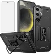 [Asuwish] Phone Case for Samsung Galaxy A15 5G/4G with Tempered Glass Screen Protector Cover and Cell Accessories Kickstand Magnetic Ring Holder Hybrid Slim Protective A 15 G5 15A Women Men Black