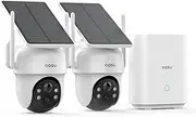 AOSU Security Cameras Outdoor Wireless, 2 Cam-Kit, No Subscription, Solar-Powered, Home Security Cameras System with 360° Pan & Tilt, Auto Tracking, 2K Color Night Vision, Easy Setup, 5G & 2.4G WiFi