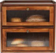 Sunhoo Bread Box for Kitchen Countertop Wooden Storage Container Brown