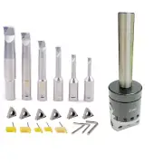 3/4 SHANK 2 " BORING HEAD SET 6 1/2 INDEXABLE BORING BAR & 6 CARBIDE INSERTS