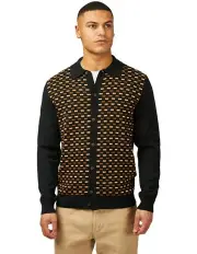 [Ben Sherman] Button Through Long Sleeve Polo Shirt in Black