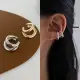 【Oni 歐妮】雙層金屬簡約風 不對稱耳骨夾式耳環無耳洞耳扣耳夾耳窩夾(1個入)