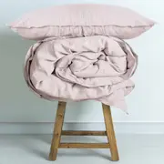 M Home French Linen Quilt Cover Blush Double Stitch