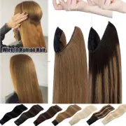 CLEARANCE Wire Remy Human Hair Extensions Hidden Headband Clip In One Piece Weft