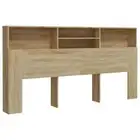 Headboard Cabinet Sonoma Oak Wood 200x19x103.5cm Bed Storage Head Board Bedhead