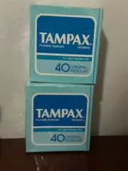 Vtg 1986 NOS Tampax 40 Regular Tampons 2 Sealed Boxes 80 Total Movie Prop 1980s