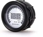 ALAGPNPMZH Car Auto Bar Turbo Boost Gauge 2" 52mm LED Smoke Face Meter with Sensor Blue Light Black Rim 12V Turbo Pressure Gauges Digital Boost Meter