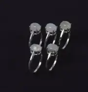 Wholesale 5PC 925 Solid Sterling Silver White Rainbow Moonstone Ring Lot g364