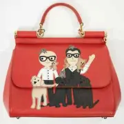 DOLCE & GABBANA Miss Sicily Animals Patch Designer Satchel Bag