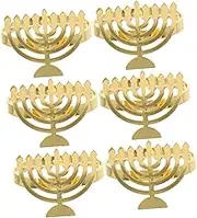 6pcs Kosher Napkin Rings Candlestick Decoration Napkins Rings Menorah Wedding Decor Candle Stick Holder Napkin Holders Elegant Napkin Ring Decor Metal Napkin Ring Golden Zinc Alloy