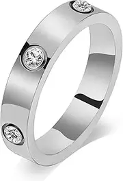 KARCCI Love Friendship Ring 18K Gold Plated Silver with Cubic Zirconia Stones Stainless Steel Promise Ring Wedding Band Jewelry Birthday for Lover Women Girls Fashion Men