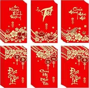 Chinese Red Envelopes,TuoYi 36 Pcs 5 Patterns Hong Bao Chinese Red Envelopes for Wedding Birthday Happy