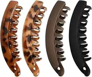 4 Pcs Large Banana Clips, Big Banana Hair Clips For Thin hair, 5.1" Nonslip Clincher Combs Banana Combs For Medium Thick Hair, Strong Hold Ponytail Holder Clip Matte Banana Clips For Women And Girls