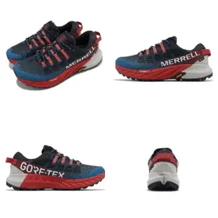 【MERRELL】越野跑鞋 Agility Peak 4 GTX 男鞋 藍 紅 防水 運動鞋 戶外 Vibram(ML067459)