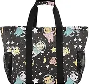 [sanluoli] Tote Bags Foldable Beach Bag Waterproof Canvas Laundry Tote Bag, Black Space Distinctive, 1 size