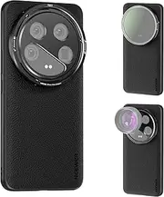 [NEEWER] 14 Ultra Case,Protective Heavy Duty Case with Wireless Charging,17mm Lens Mounts & 67mm Filter Adapter,TPU + PC Faux Leather,Compatible with Xiaomi 14 Ultra,PA051 Black