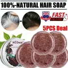 5PACK Organic Grey Reverse Shampoo Bar Hair Darkening Shampoo Soap Hair Shampoo