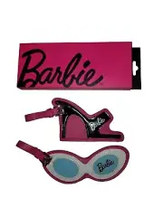 Set of Two Barbie Pink Luggage Tags Suitcase Travel Shoe Glasses NWB