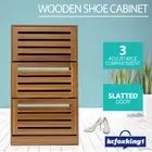 Shoe Cabinet 3 Tier Storage Shoes Rack Wooden Shelf Cupboard Organiser Oak