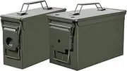 EASYBERG 2-Pack 30 and 50 Cal Metal Ammo Can, Waterproof Military Metal Ammo Box with Airtight Sealed Lid, Ammo Can for Shotgun Rifle Gun Ammo Storage