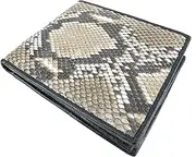 [Pelgio] Genuine Python Snake Skin Leather Bifold Wallet (Reticulated Natural)