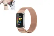 Stainless Steel Metal Band Compatible with Fitbit Charge 5 Magnetic Adjustable Bracelet Strap-Rose Gold