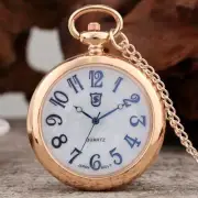 Fashion Unisex Quartz Analog Pocket Watch 80cm Necklace Chain Arabic Numeral