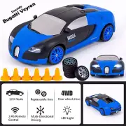 RC Drift Car Bugatti Veyron Remote Control Racing Sports Drifting Toy w/ Cones