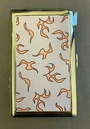 Artsy Orange Flame Pattern Cigarette Case with lighter ID Holder Wallet
