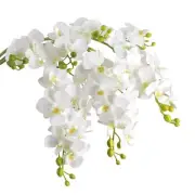 PCS Artificial Orchid Stems 28inch 12 Heads Fake Orchid Flower 3 White Green