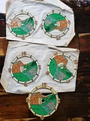 5 vintage RAMAR Water-Wheel Clock faces Covered Bridge, dial 6" USA made DYI